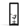 Quell Acoustic Plus Soundproof pod in black, office pod with device shelf, front facing product preview 
