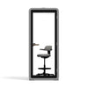 Quell Acoustic Plus Soundproof pod in grey, office pod with device shelf, front facing product preview 