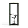 Quell Acoustic Plus Soundproof pod in green, office pod with device shelf, top view of shelf and office chair