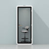 Quell Acoustic Plus Soundproof pod in white, light blue background, light office workspace