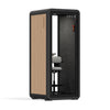 Quell Acoustic Plus Soundproof pod in wood, office pod with device shelf, angled product preview