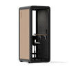 Quell Acoustic Soundproof pod in wood, office pod with device shelf, angled product preview