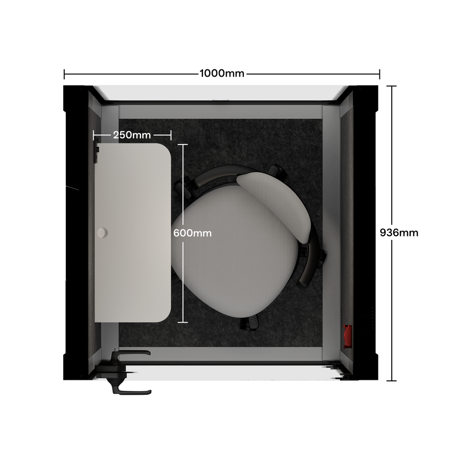 Office Pod Quell Acoustic Green Dark Grey No FurnitureLight Grey / Upgraded Device Shelf / Dark Grey