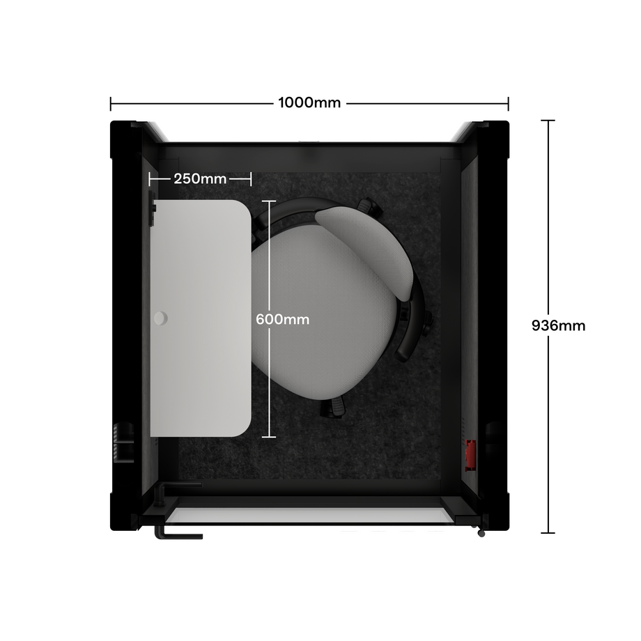 Office Pod Quell FlexCharcoal / With Furniture / Dark Grey