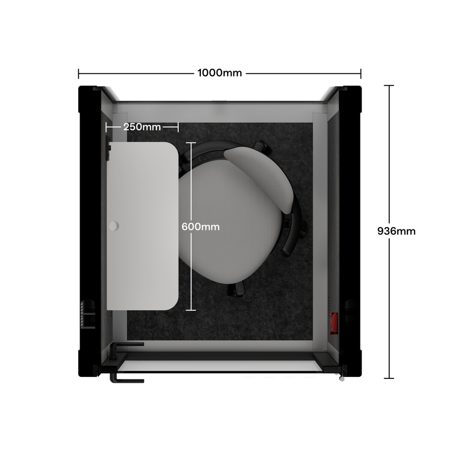 Office Pod Quell FlexLight Grey / With Furniture / Dark Grey