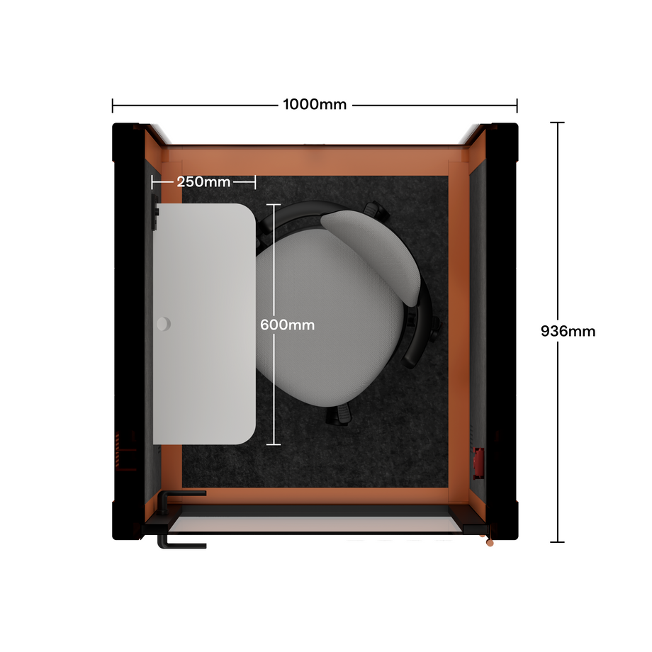 Office Pod Quell FlexOrange / With Furniture / Dark Grey