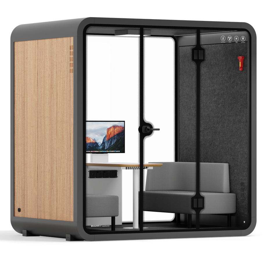 Quell - 4 Person Meeting BoothWooden / Delux / Dark Grey