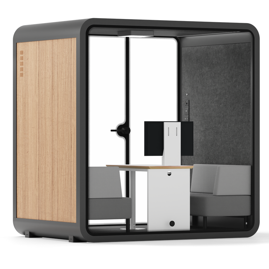 Quell - 4 Person Meeting BoothWooden / Delux / Dark Grey