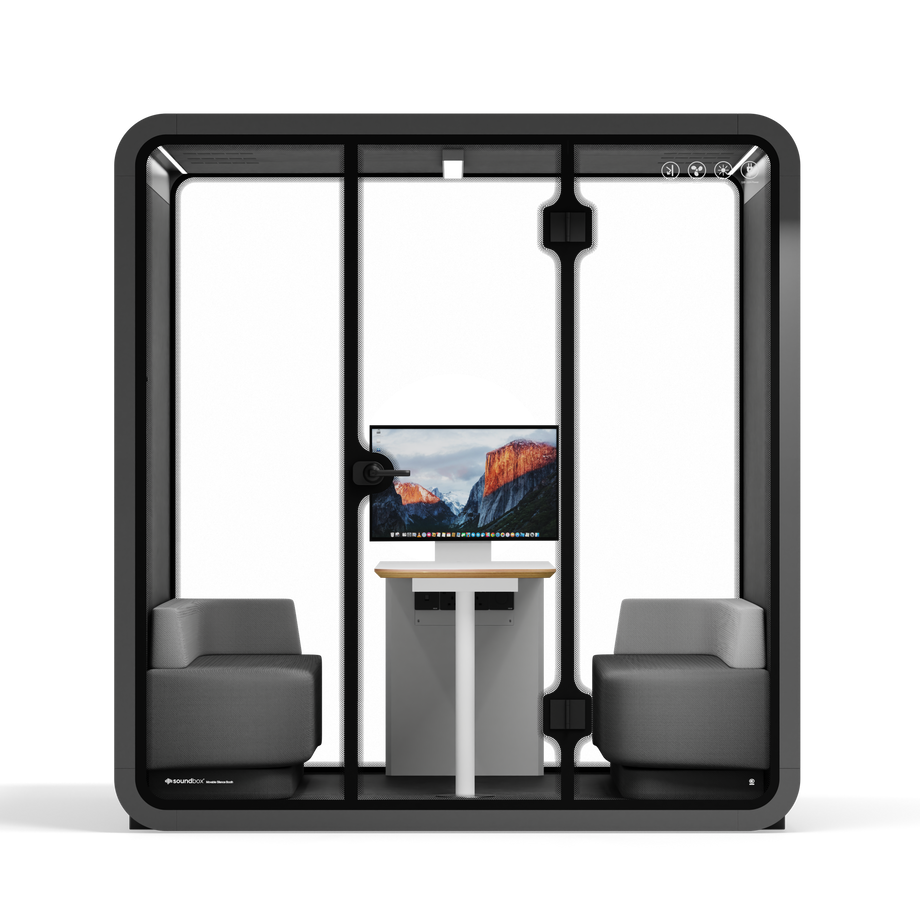 Meeting Booth Quell - 6 PersonWooden / Furniture Set 1 / Dark Grey