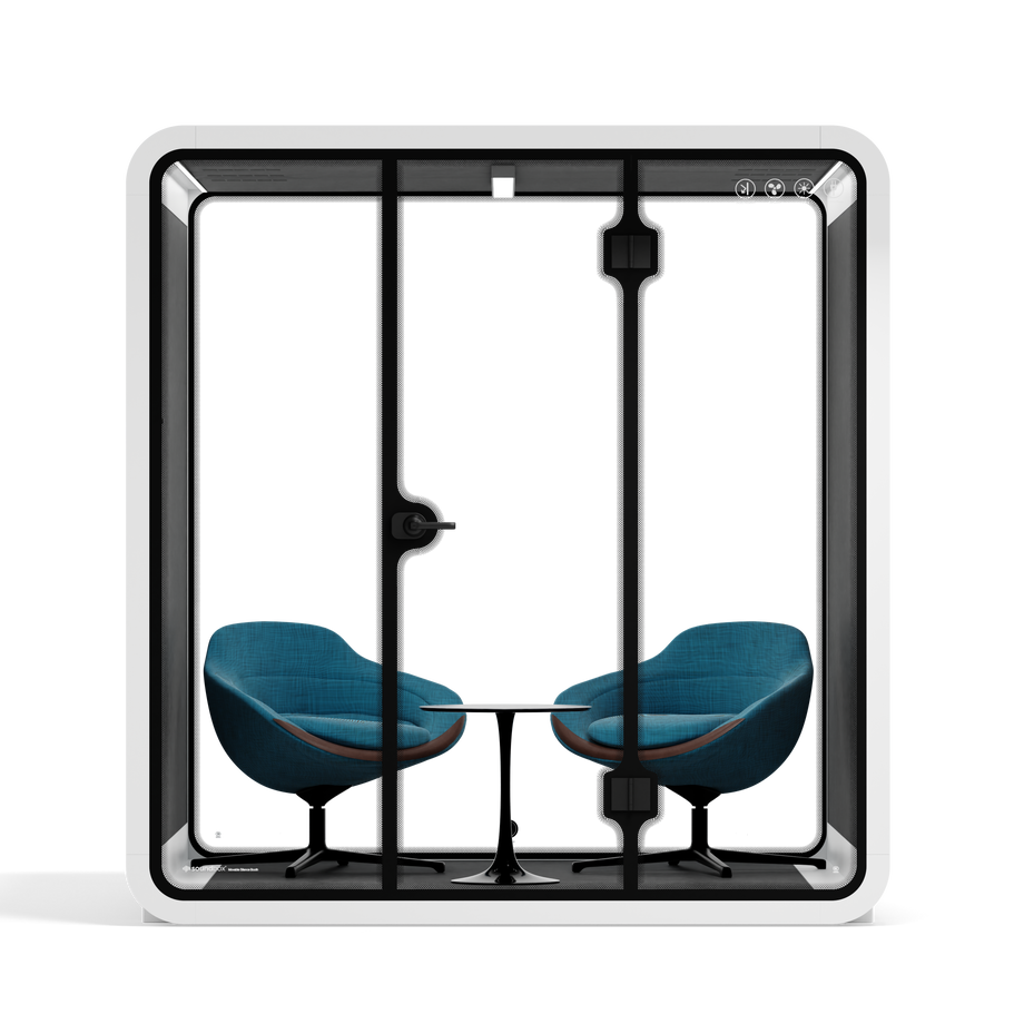 Meeting Booth Quell - 6 PersonWhite / Furniture Set 2 / Dark Grey