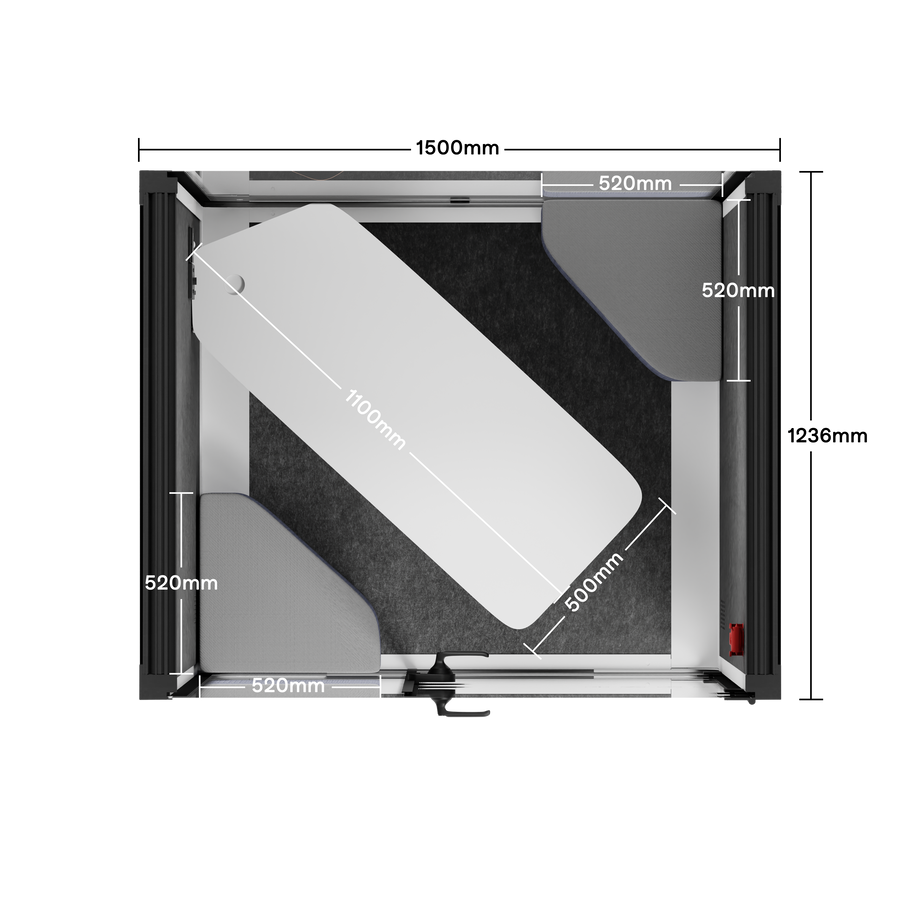 Office Phone Booth Quell - 2 PersonWhite / Meeting Room + Table + Corner Stool / Dark Gray