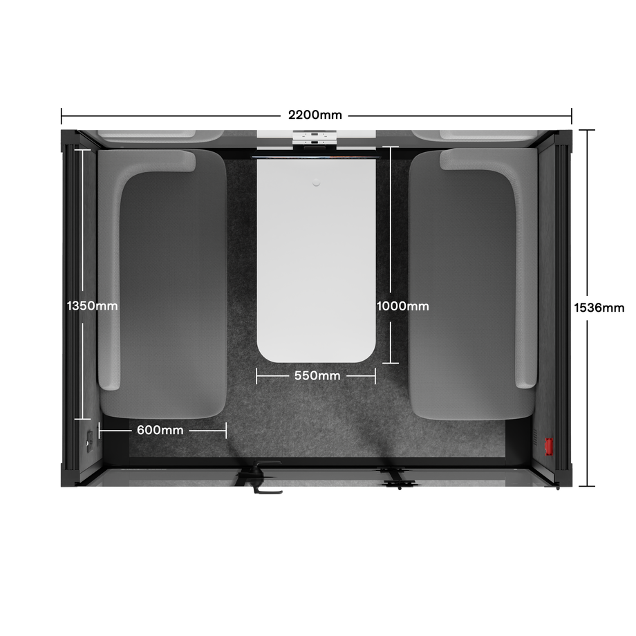 Quell - 4 Person Meeting BoothWooden / Delux / Dark Grey