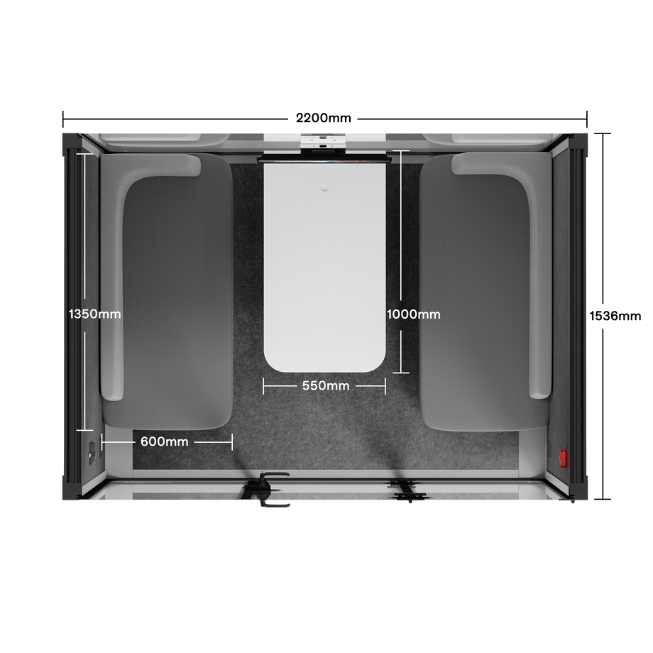 Quell - 4 Person Meeting BoothLight Grey / Delux / Dark Grey