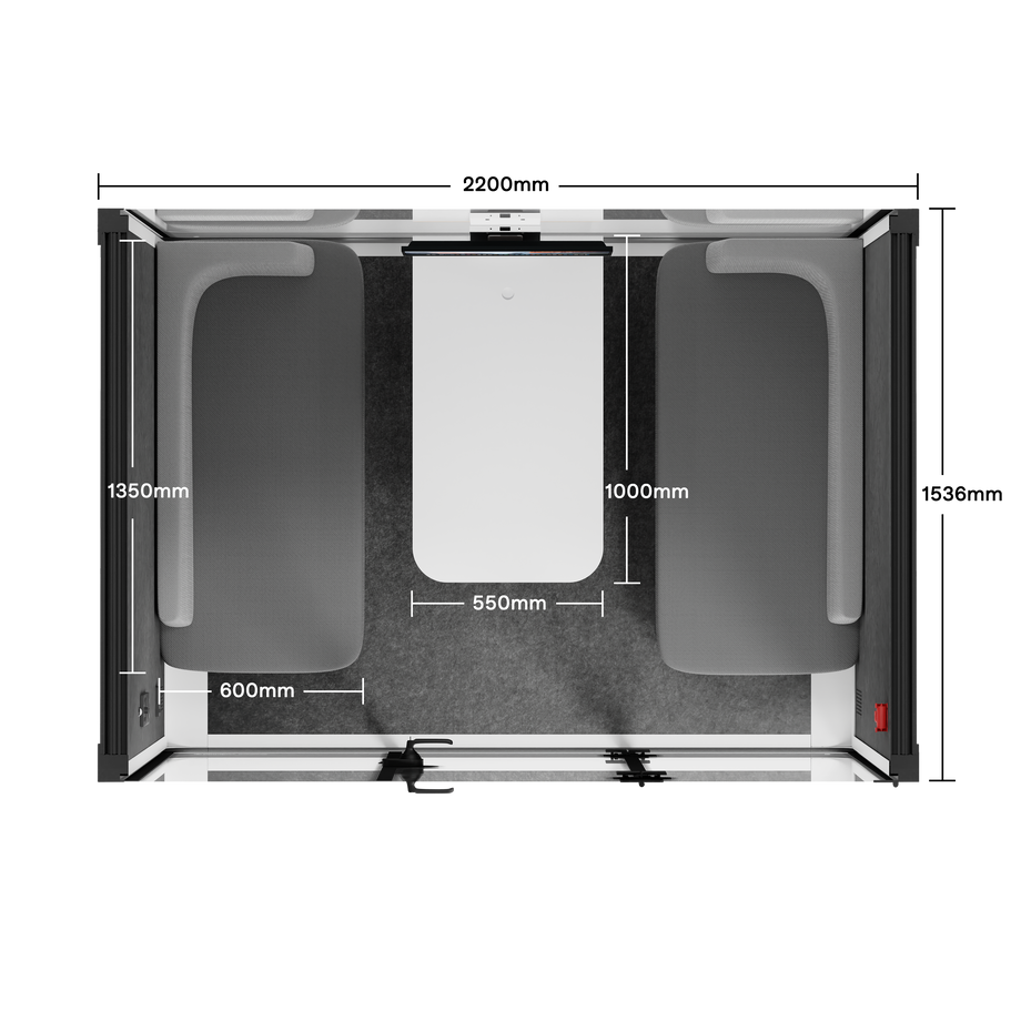 Quell - 4 Person Meeting BoothWhite / Delux / Dark Grey