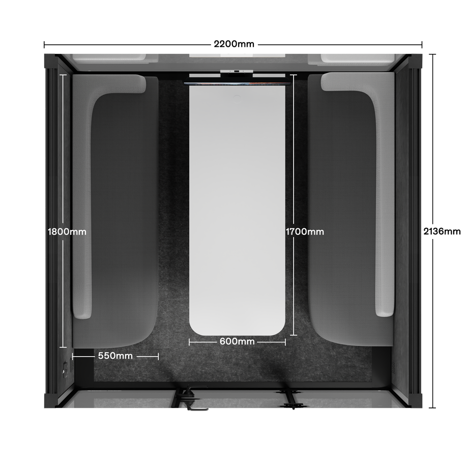 Meeting Booth Quell - 6 PersonWooden / Furniture Set 1 / Dark Grey