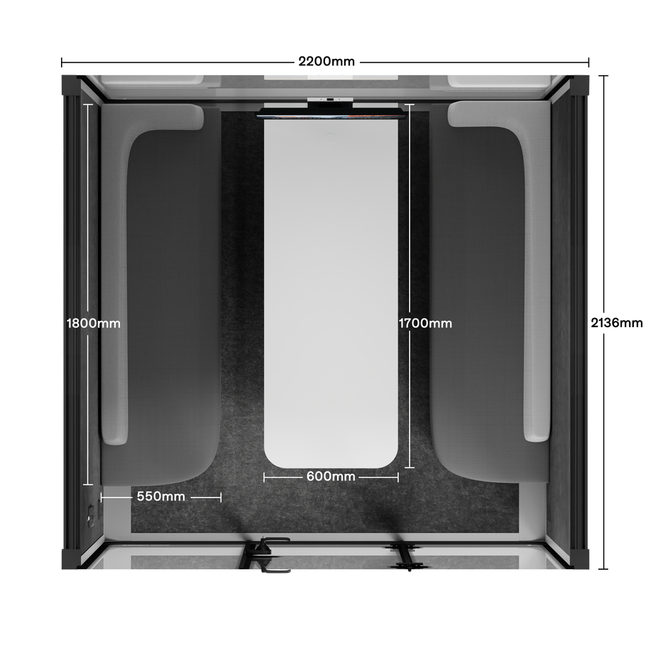 Meeting Booth Quell - 6 PersonLight Grey / Furniture Set 1 / Dark Grey