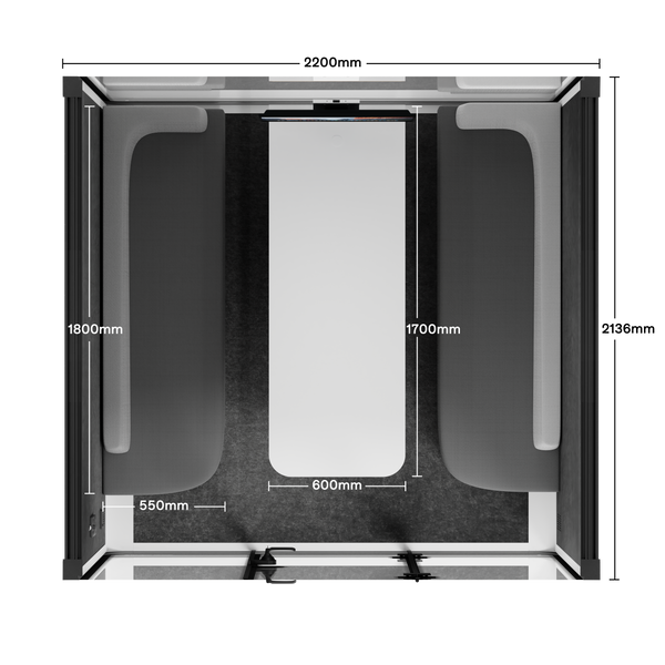 Meeting Booth Quell - 6 PersonWhite / Furniture Set 1 / Dark Grey