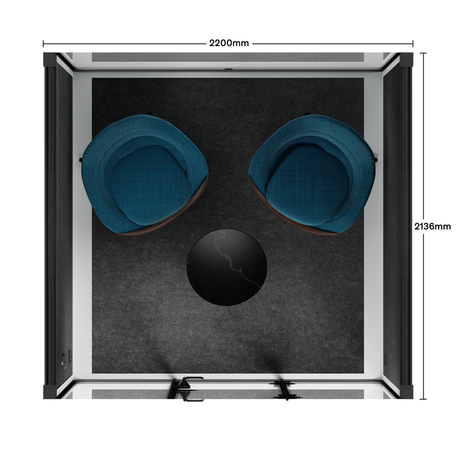 Meeting Booth Quell - 6 PersonWhite / Furniture Set 2 / Dark Grey