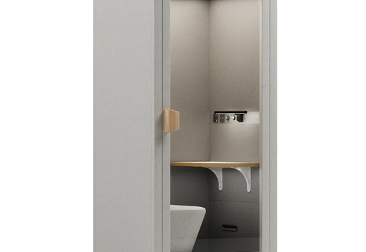 Folio Phone Booth office phone booth Sound Booth Store Folio Pebble Grey Demi Sofa 