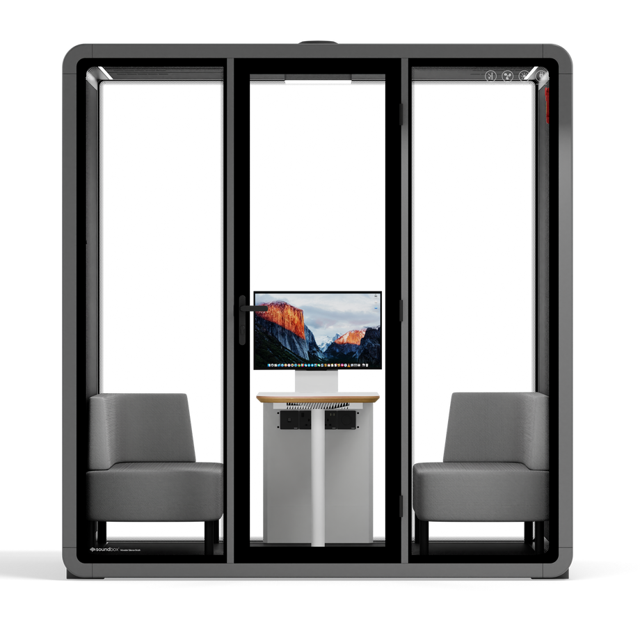 Quell+ - 4 Person Meeting BoothWooden / Delux / Dark Grey