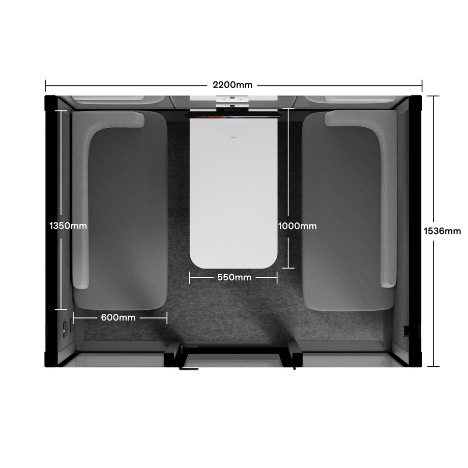 Quell+ - 4 Person Meeting BoothWooden / Delux / Dark Grey