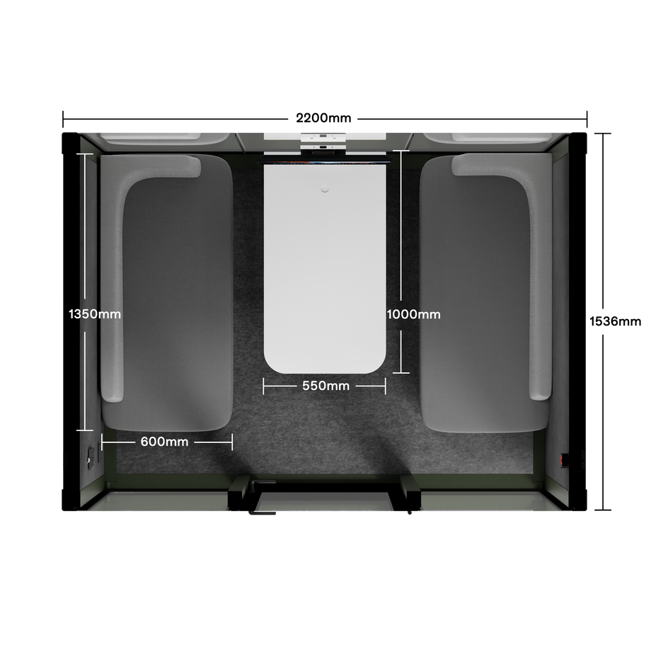 Quell+ - 4 Person Meeting BoothDark Green / Delux / Dark Grey