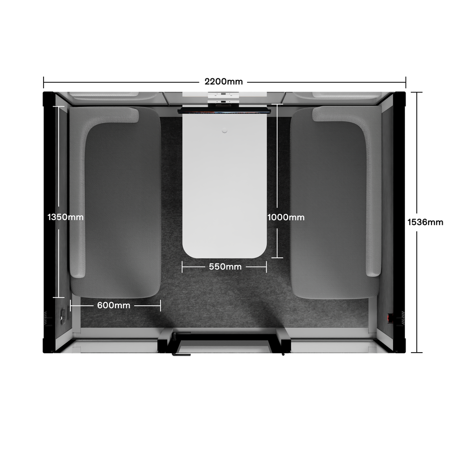 Quell+ - 4 Person Meeting BoothLight Grey / Delux / Dark Grey