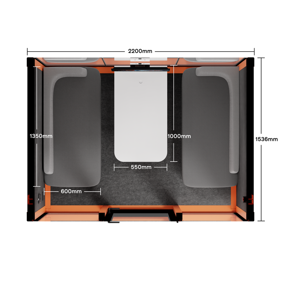 Quell+ - 4 Person Meeting BoothOrange / Delux / Dark Grey