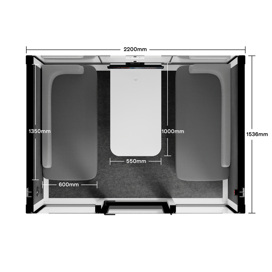 Quell+ - 4 Person Meeting BoothWhite / Delux / Dark Grey