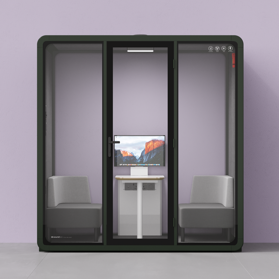 Quell+ - 4 Person Meeting BoothDark Green / Delux / Dark Grey