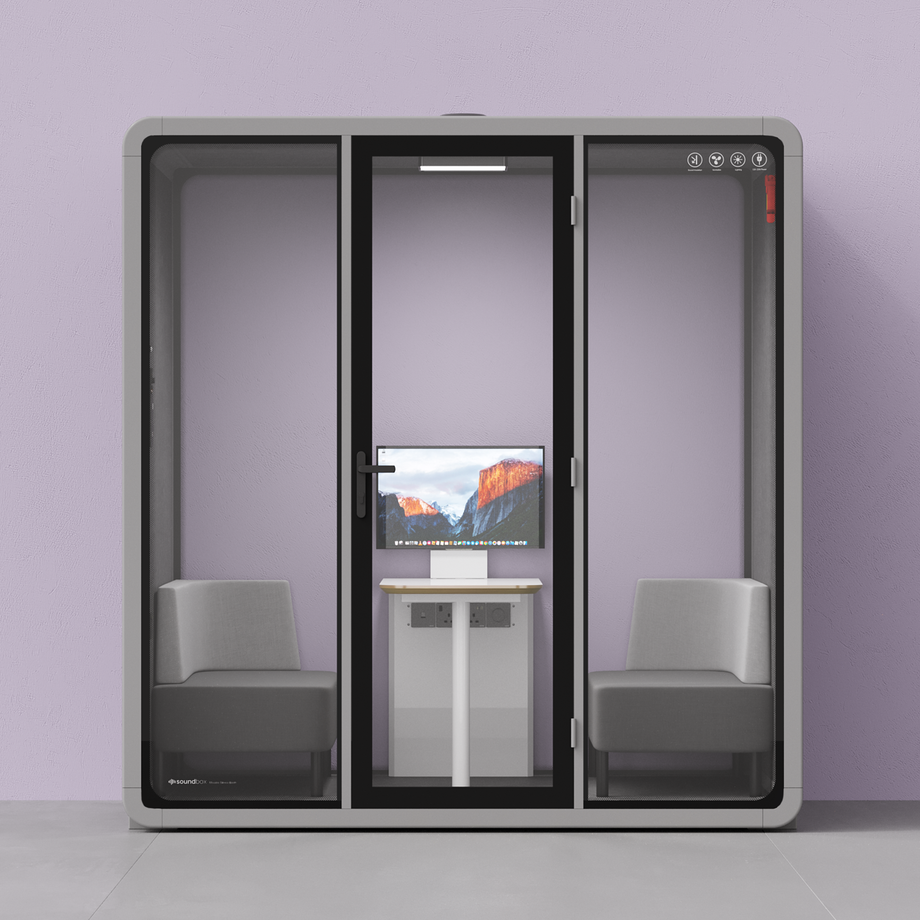 Quell+ - 4 Person Meeting BoothLight Grey / Delux / Dark Grey