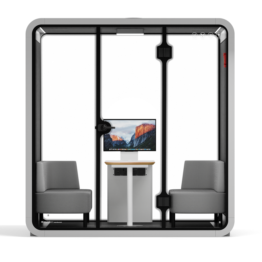 Quell - 4 Person Meeting BoothLight Grey / Delux / Dark Grey