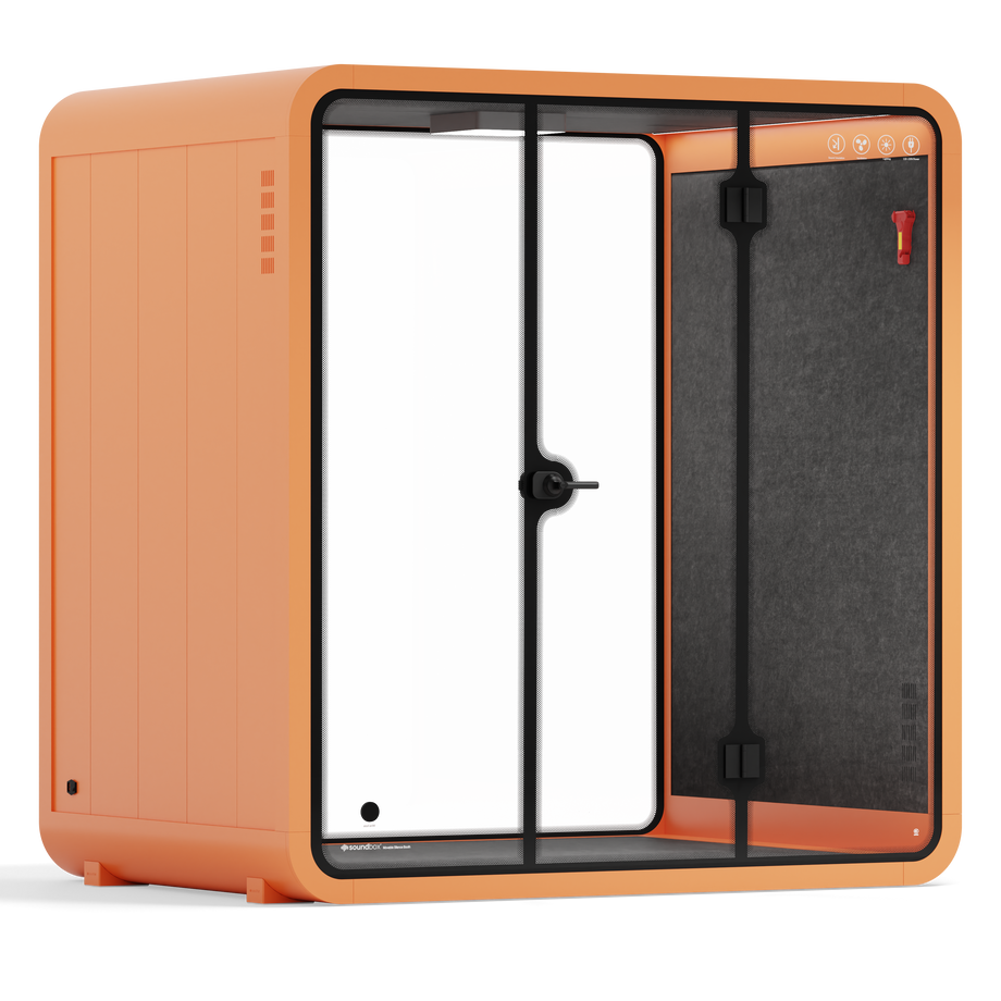 Quell - 4 Person Meeting BoothOrange / No Furniture / Dark Grey