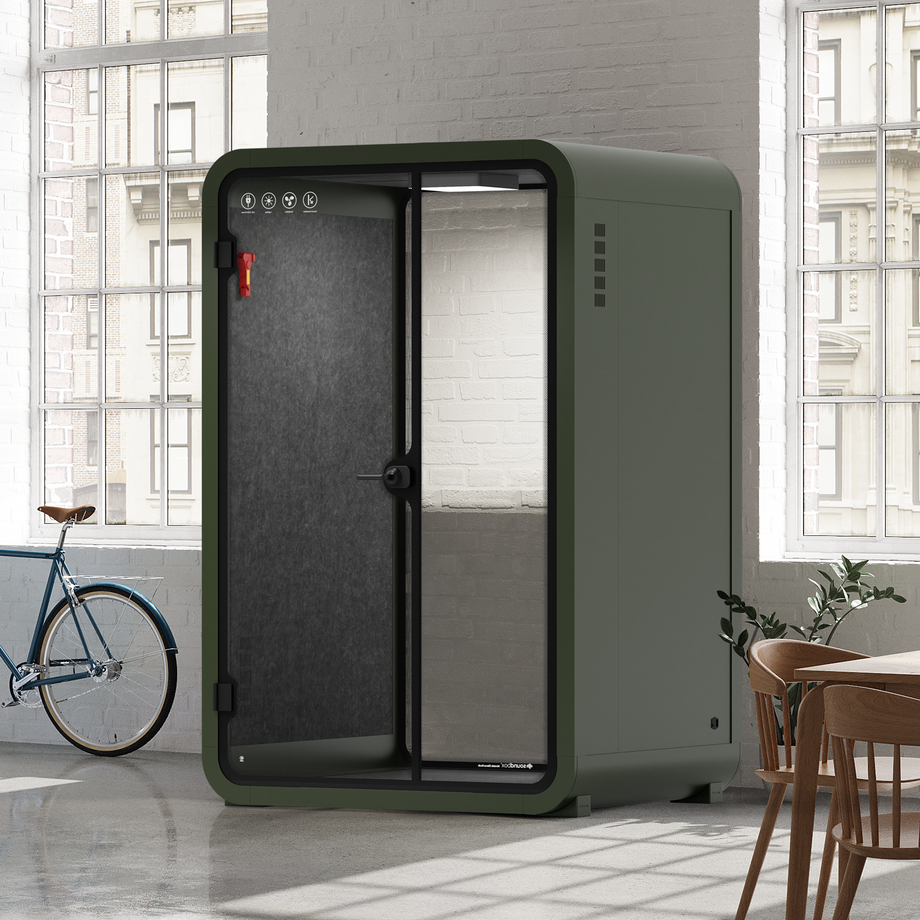 Office Phone Booth Quell - 2 PersonGreen / No Furniture / Dark Gray