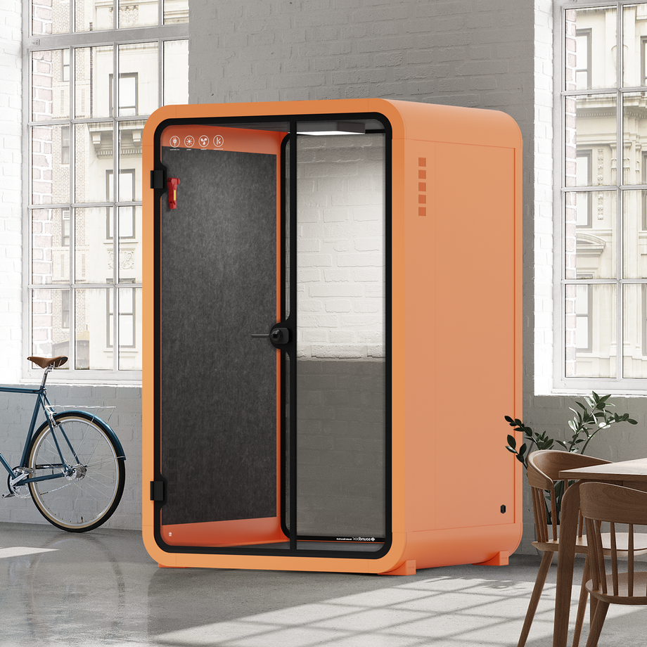 Office Phone Booth Quell - 2 PersonOrange / No Furniture / Dark Gray