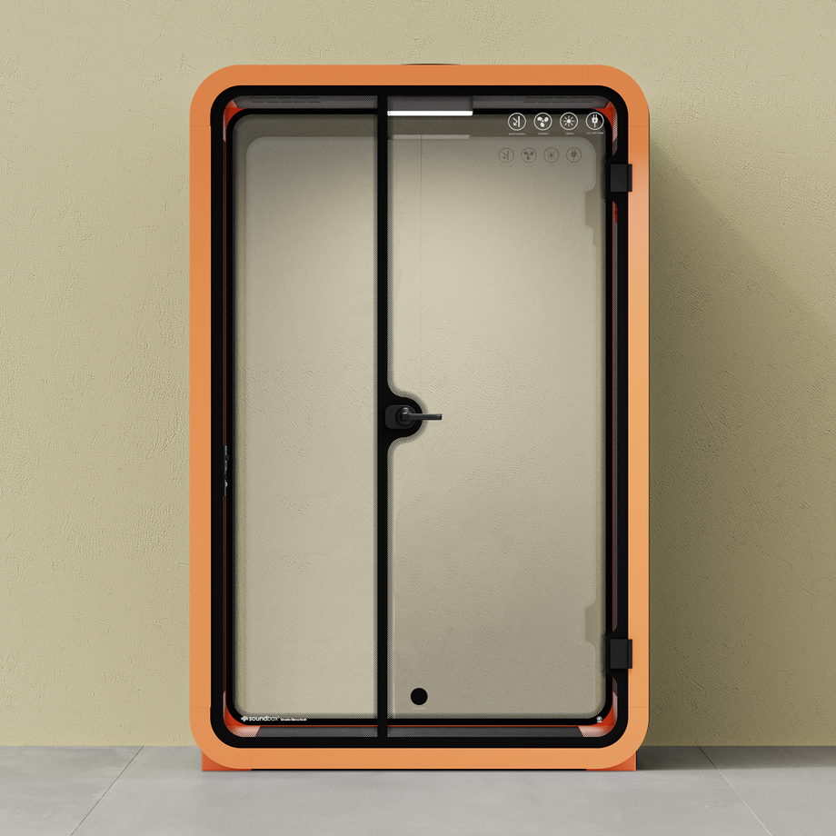 Office Phone Booth Quell - 2 PersonOrange / No Furniture / Dark Gray