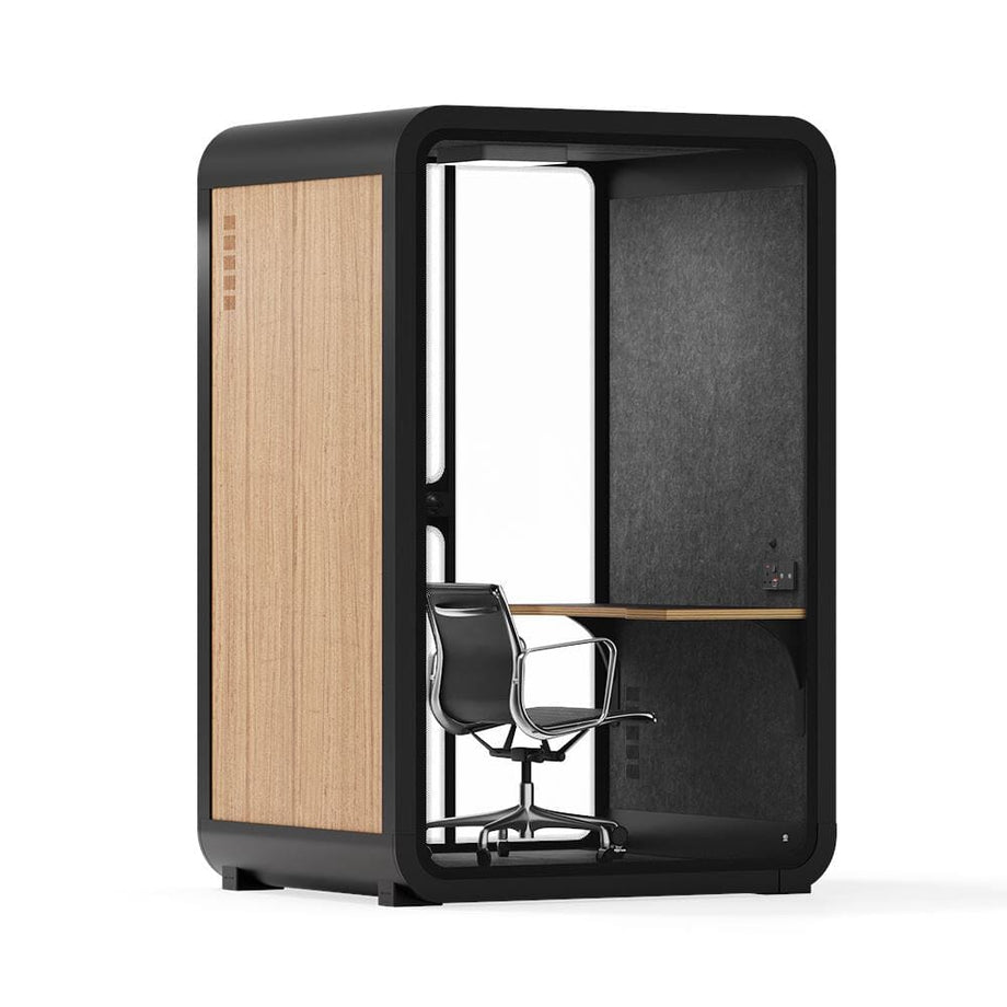 Office Phone Booth Quell - 2 PersonWooden / Work Station + Designer Office Chair / Dark Gray