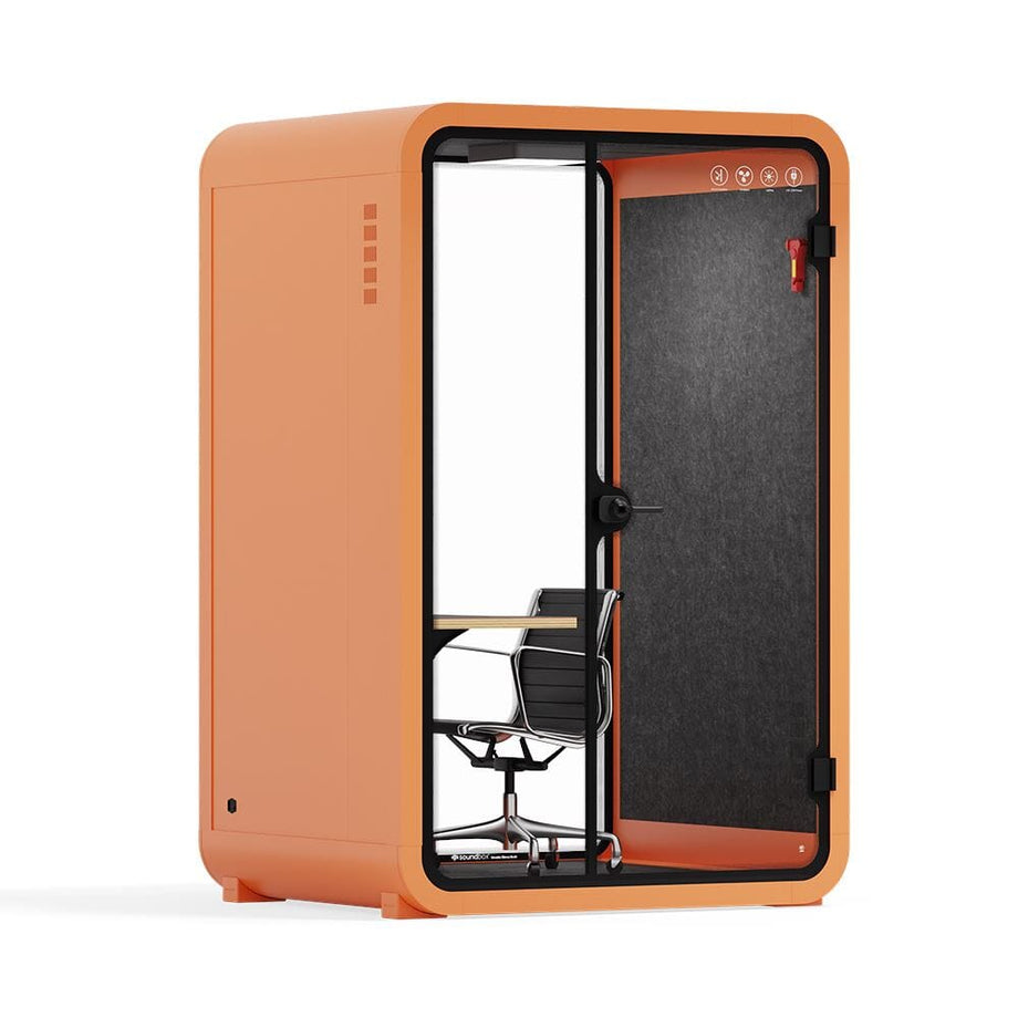 Office Phone Booth Quell - 2 PersonOrange / Work Station + Designer Office Chair / Dark Gray
