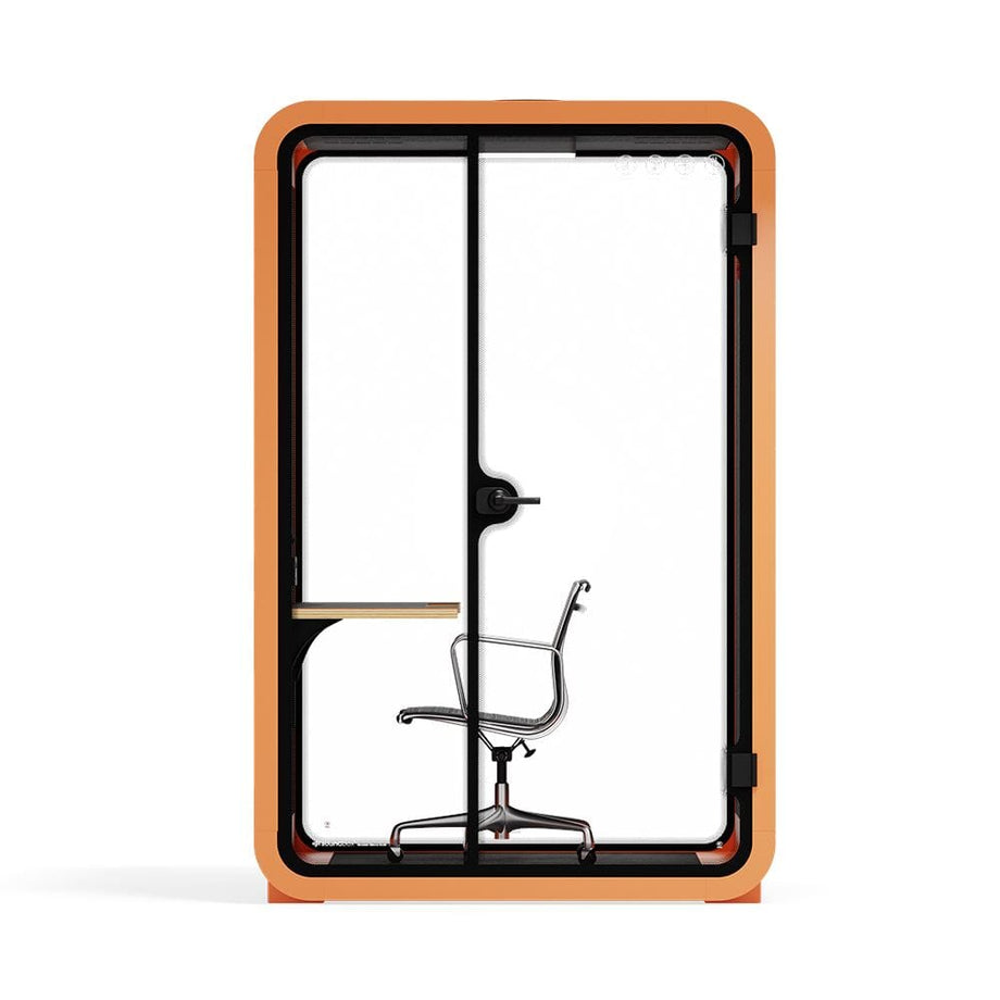 Office Phone Booth Quell - 2 PersonOrange / Work Station + Designer Office Chair / Dark Gray
