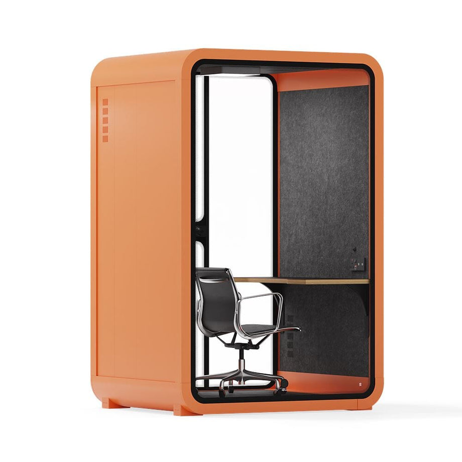 Office Phone Booth Quell - 2 PersonOrange / Work Station + Designer Office Chair / Dark Gray