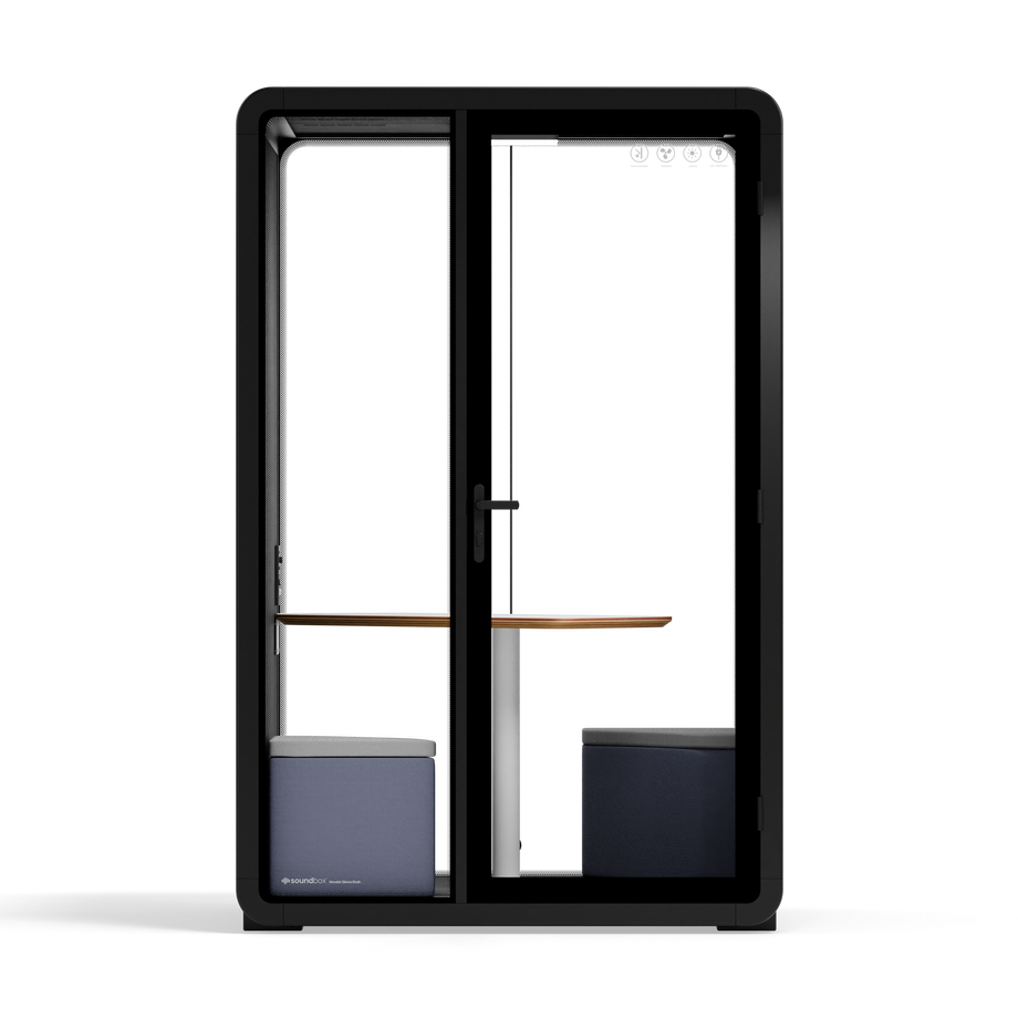 Quell - Quell+ - 2 Person PodBlack / Meeting Room + Table + Corner Stool / Dark Gray
