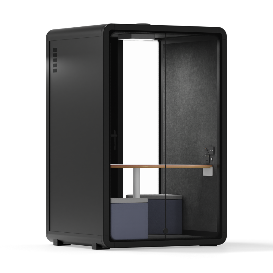 Quell - Quell+ - 2 Person PodBlack / Meeting Room + Table + Corner Stool / Dark Gray