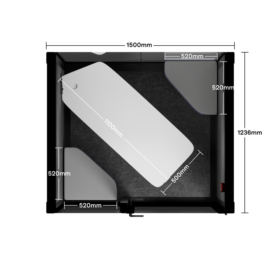 Quell - Quell+ - 2 Person PodBlack / Meeting Room + Table + Corner Stool / Dark Gray