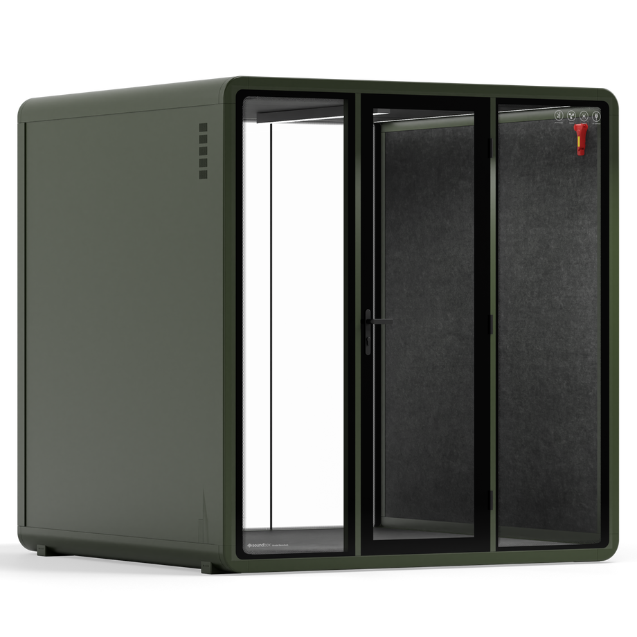 Quell - Quell+ - 6 Person Meeting BoothDark Green / No Furniture / Dark Grey