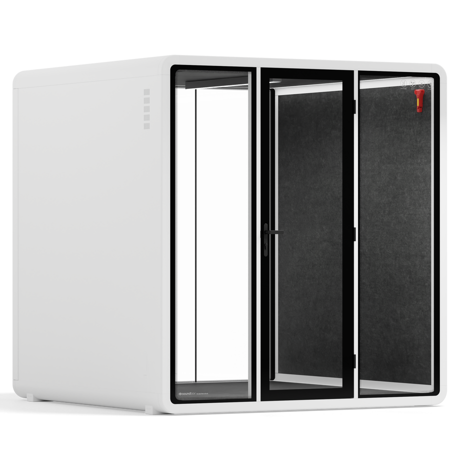 Quell - Quell+ - 6 Person Meeting BoothWhite / No Furniture / Dark Grey