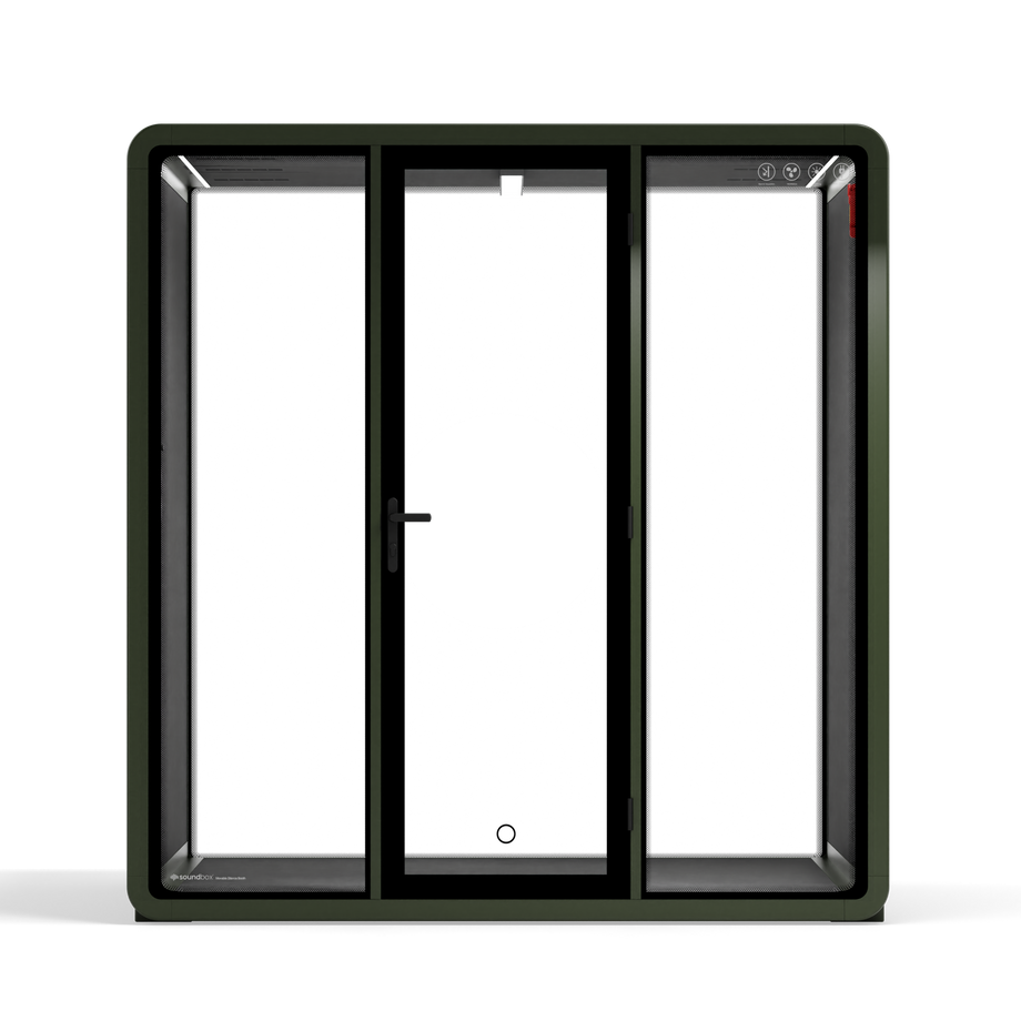 Quell - Quell+ - 6 Person Meeting BoothDark Green / No Furniture / Dark Grey