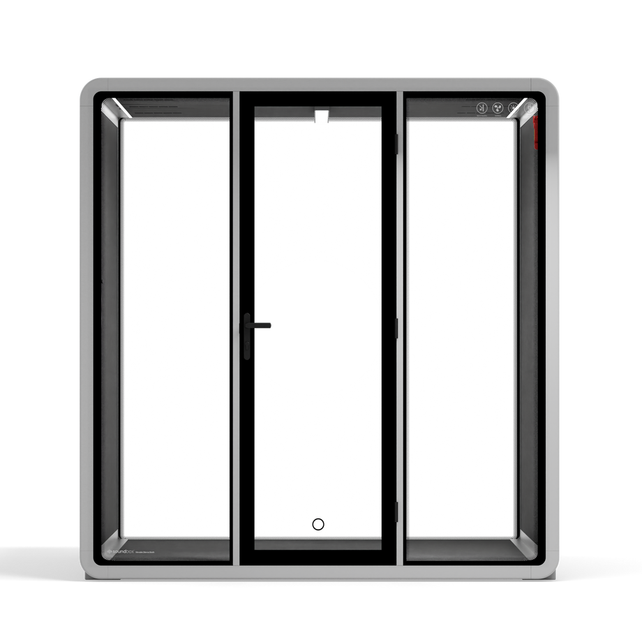 Quell - Quell+ - 6 Person Meeting BoothLight Grey / No Furniture / Dark Grey