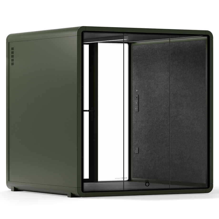 Quell - Quell+ - 6 Person Meeting BoothDark Green / No Furniture / Dark Grey