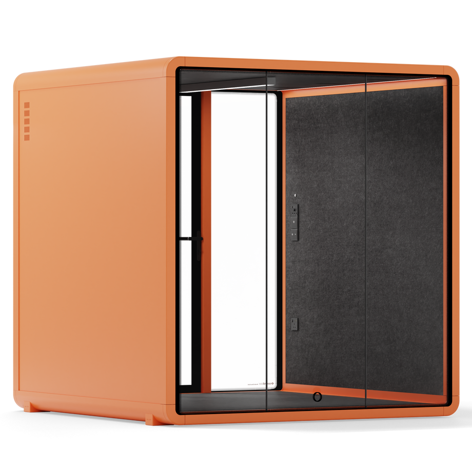 Quell - Quell+ - 6 Person Meeting BoothOrange / No Furniture / Dark Grey