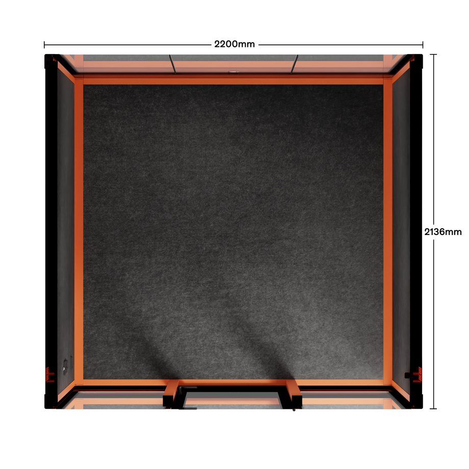 Quell - Quell+ - 6 Person Meeting BoothOrange / No Furniture / Dark Grey